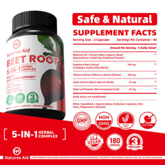 Natures Aid Beet Root Capsules label detail highlighting ingredients and vegan formula