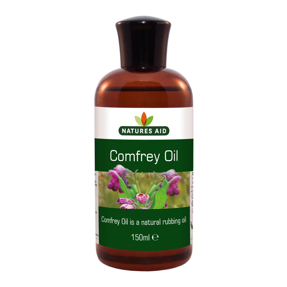 Natures Aid Comfrey Oil 150ml bottle for easy topical application