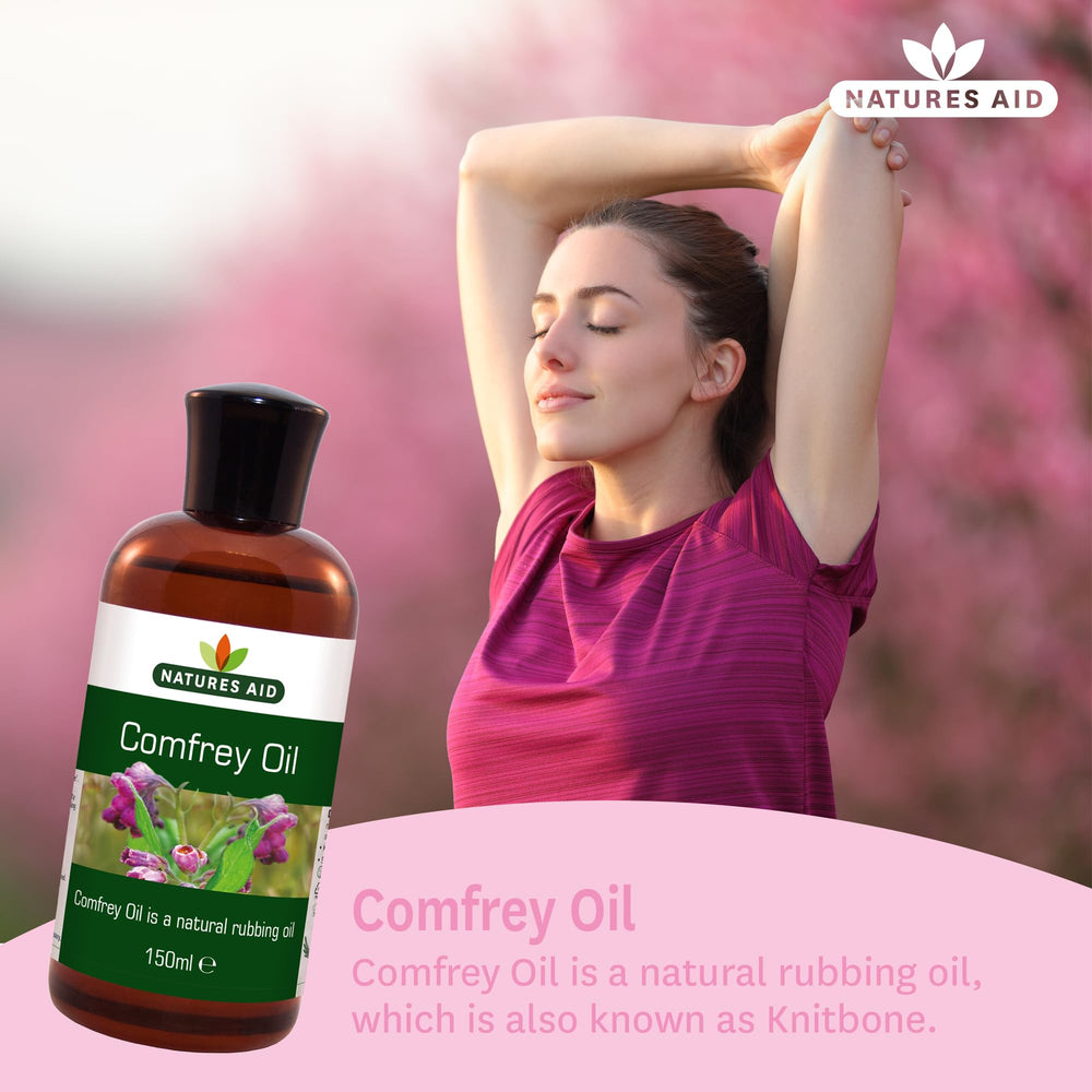 Natures Aid Comfrey Oil 150ml pour demonstrates precise, mess-free application