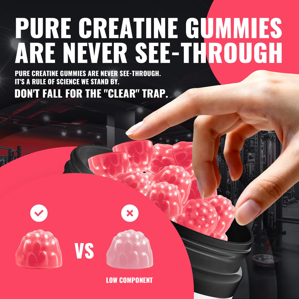 Natures Aid Creatine Gummy label with ingredients, GMP quality.