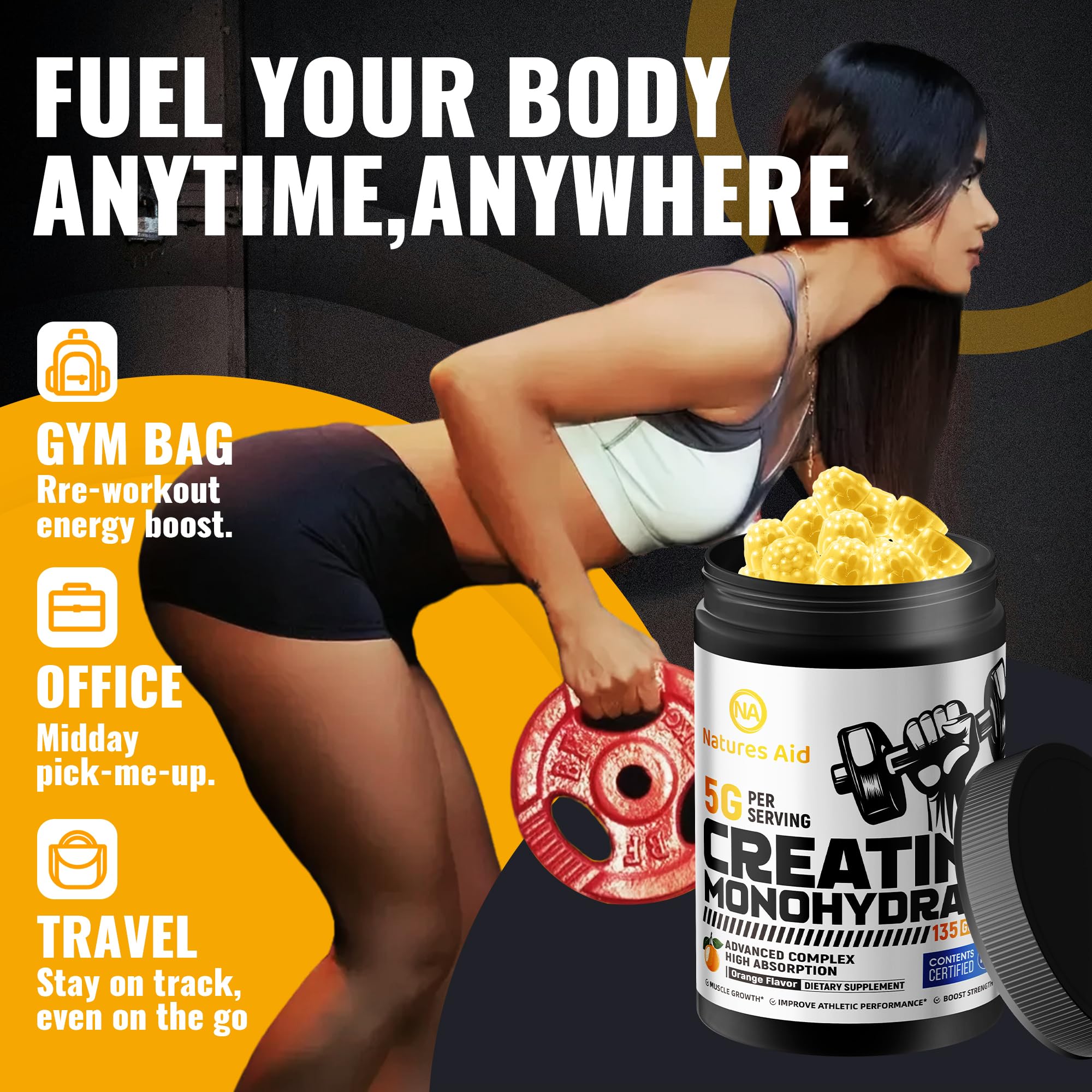 Natures Aid Creatine Gummy athlete training with gummies