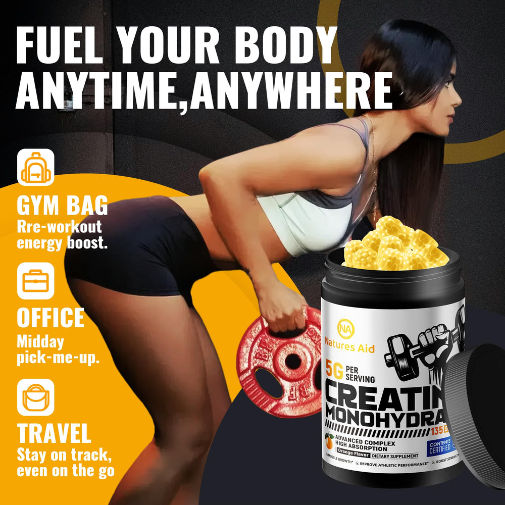 Natures Aid Creatine Gummy athlete training with gummies