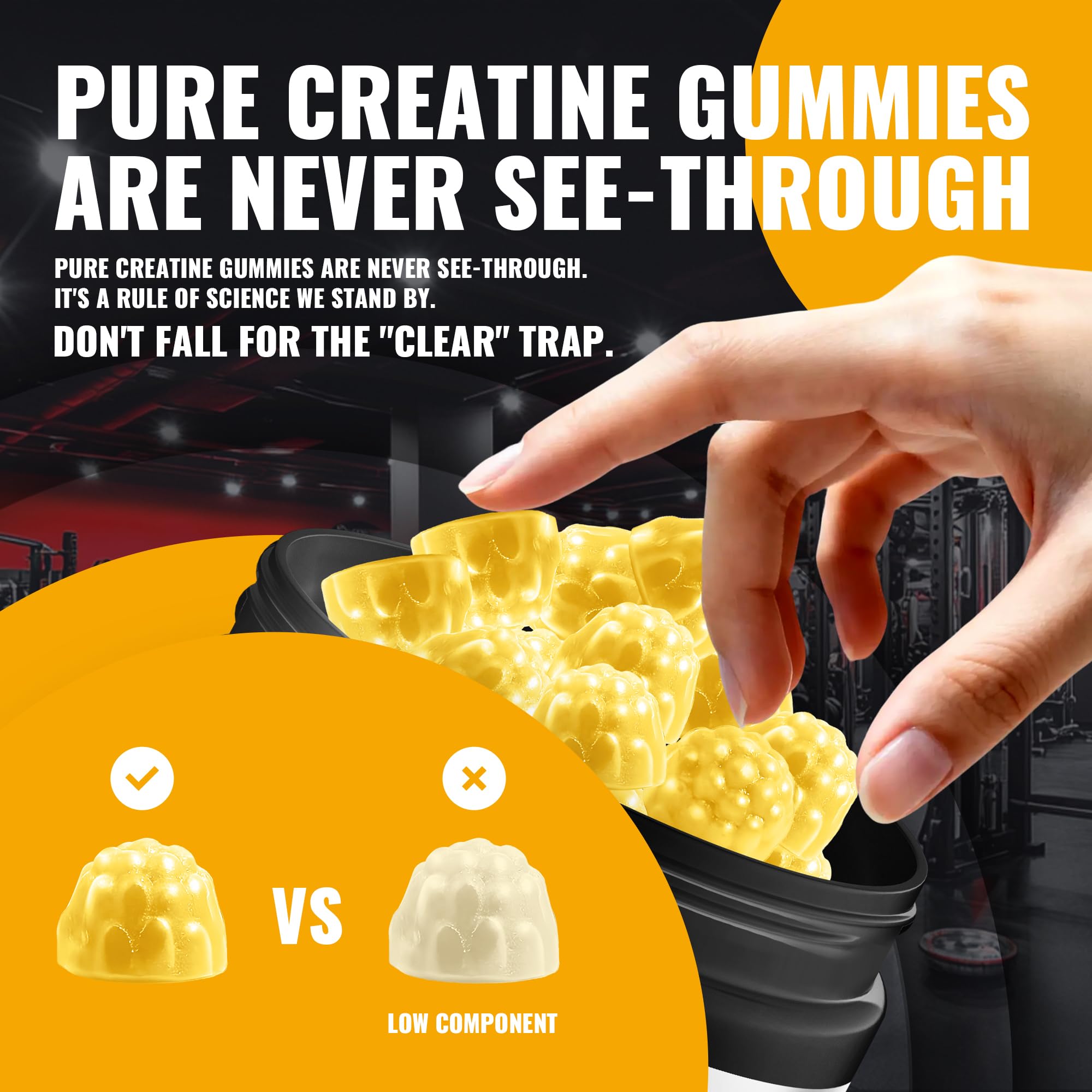 Natures Aid Creatine Gummy being poured into a glass for quick intake