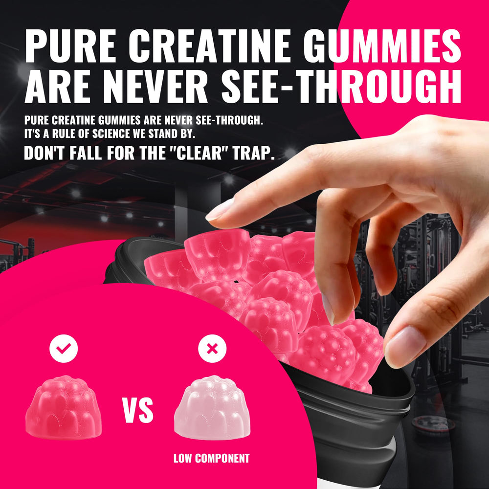 Natures Aid Creatine Gummy serving three gummies illustrating 5 g per serving