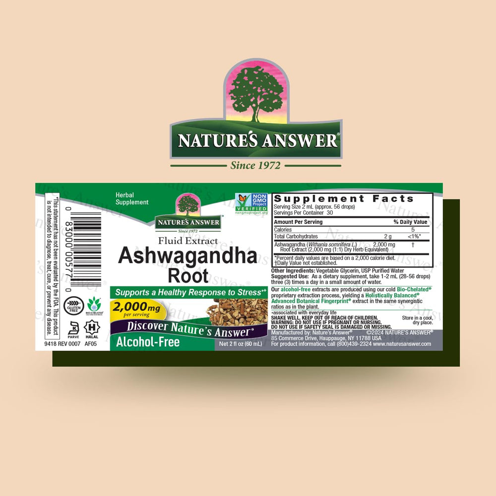 Nature's Answer Ashwagandha Root dropper enables easy, precise daily dosing.