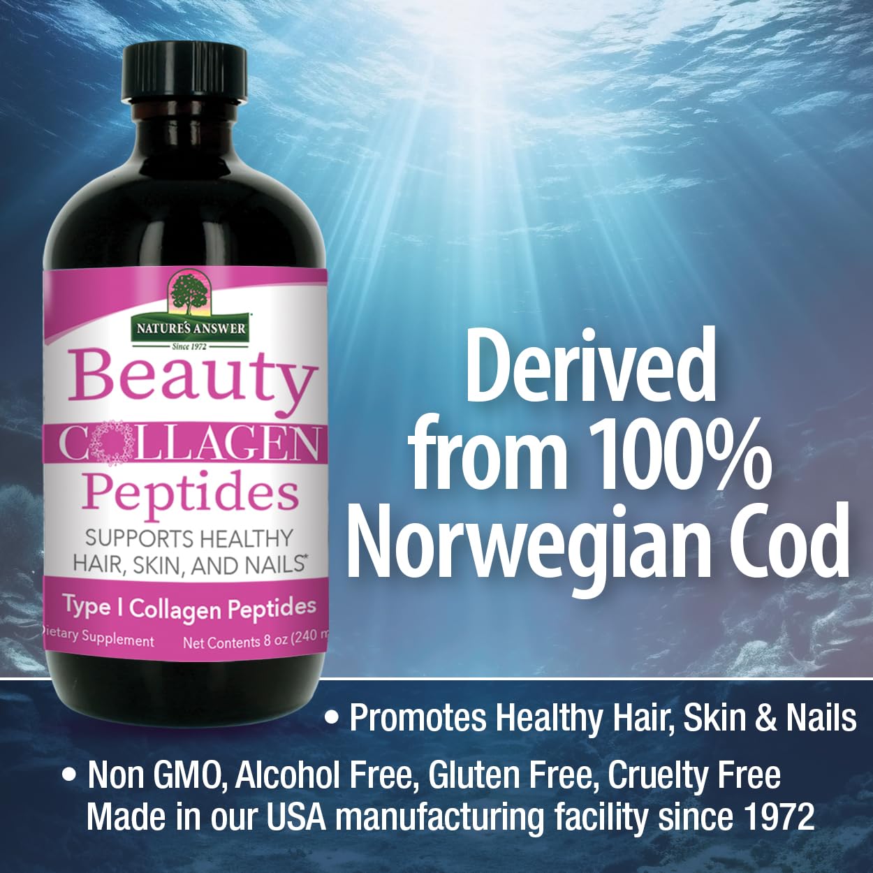 Nature's Answer Beauty Collagen bottle on shelf signals trusted heritage