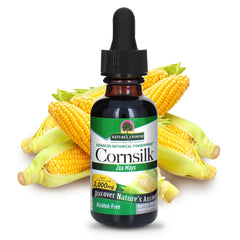 Nature's Answer cornsilk extract bottle shows alcohol-free formula for urinary support