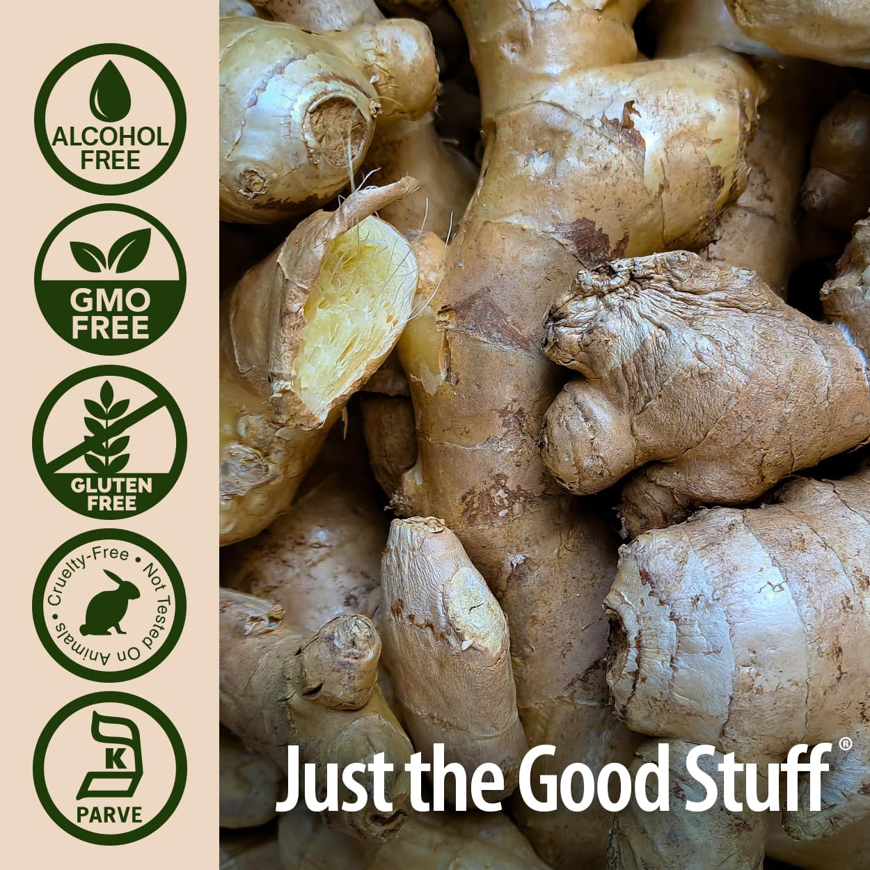 Nature's Answer ginger root extract ingredients panel highlighting natural components
