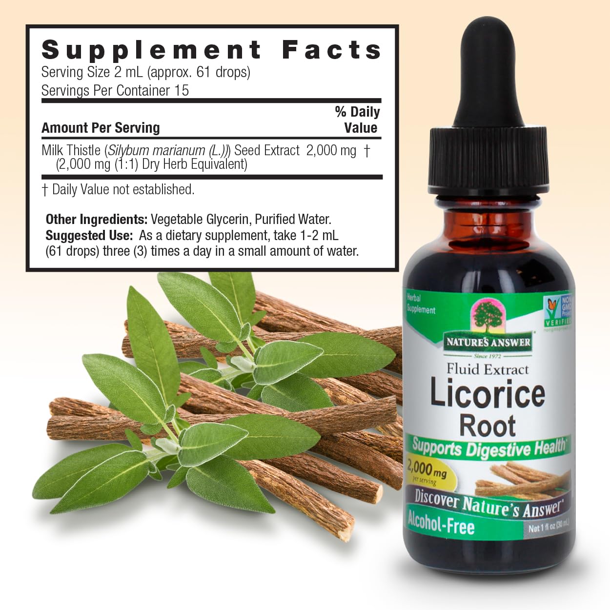 Nature's Answer Licorice Root dropper ready for easy dosing
