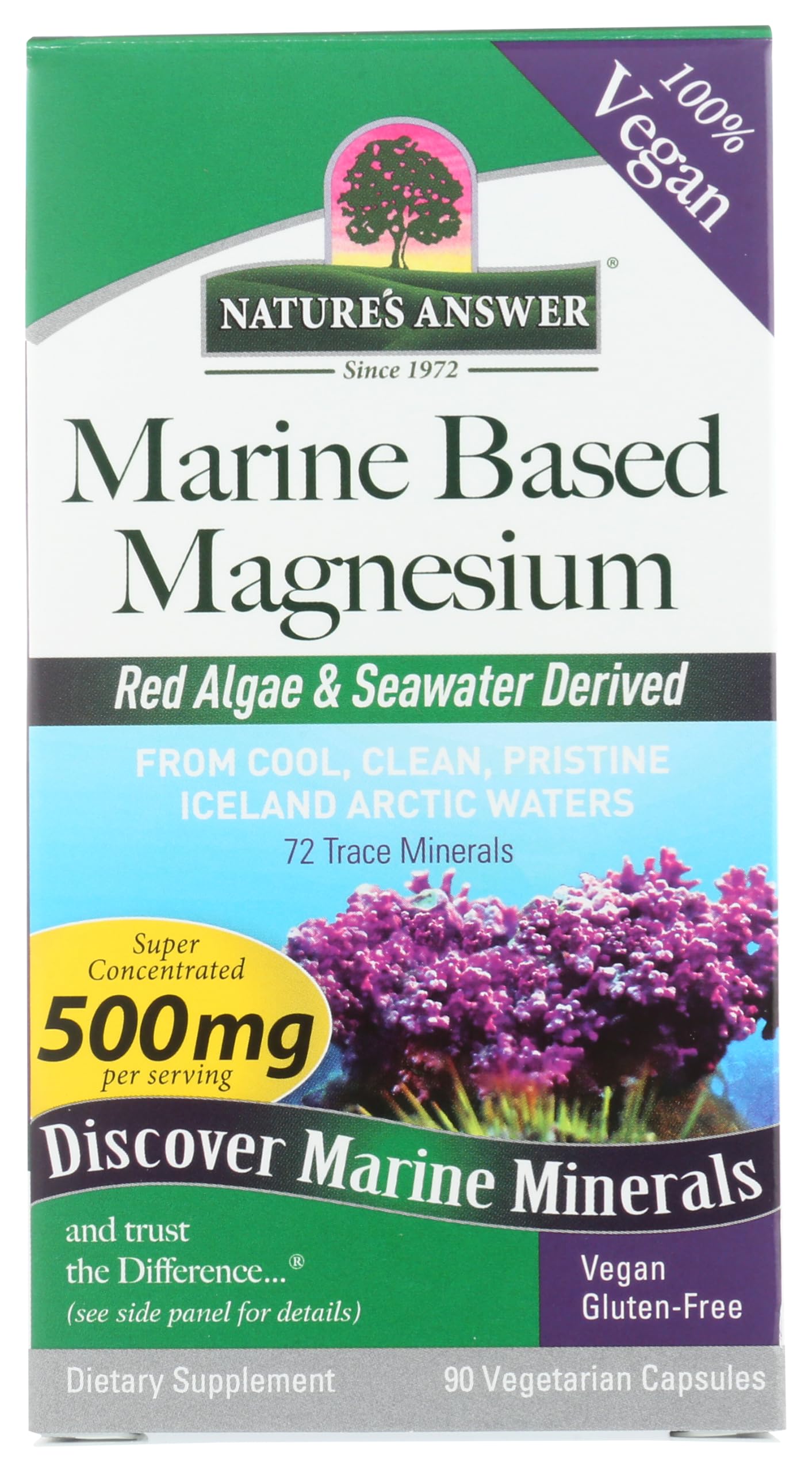 Nature's Answer marine-based magnesium bottle for easy daily supplementation, may support muscle function.