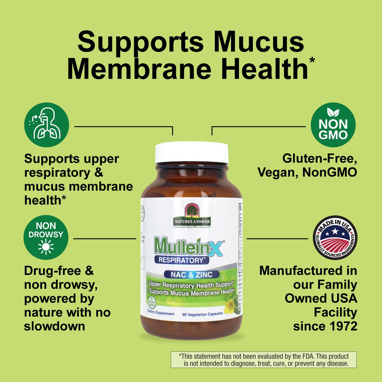 Nature's Answer MulleinX NAC-Zinc tablets closeup highlighting immune support potential