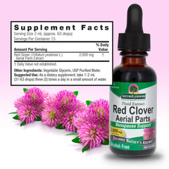 Close-up of Nature's Answer red clover extract bottle showing herbal blend
