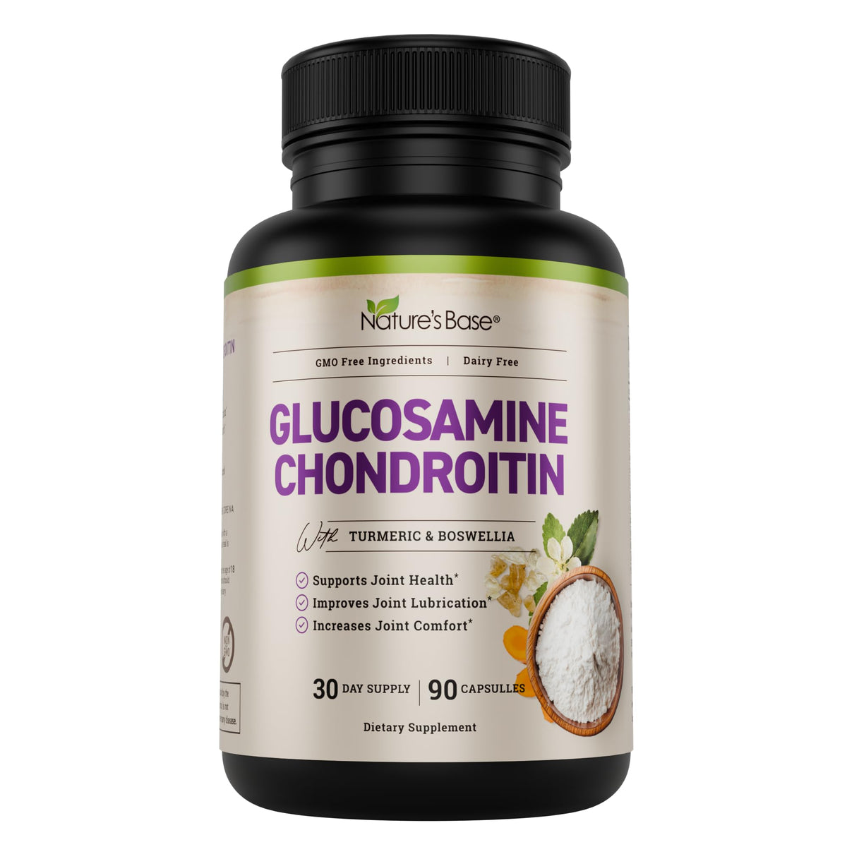 Nature's Base glucosamine bottle cap close-up showing convenient daily joint support