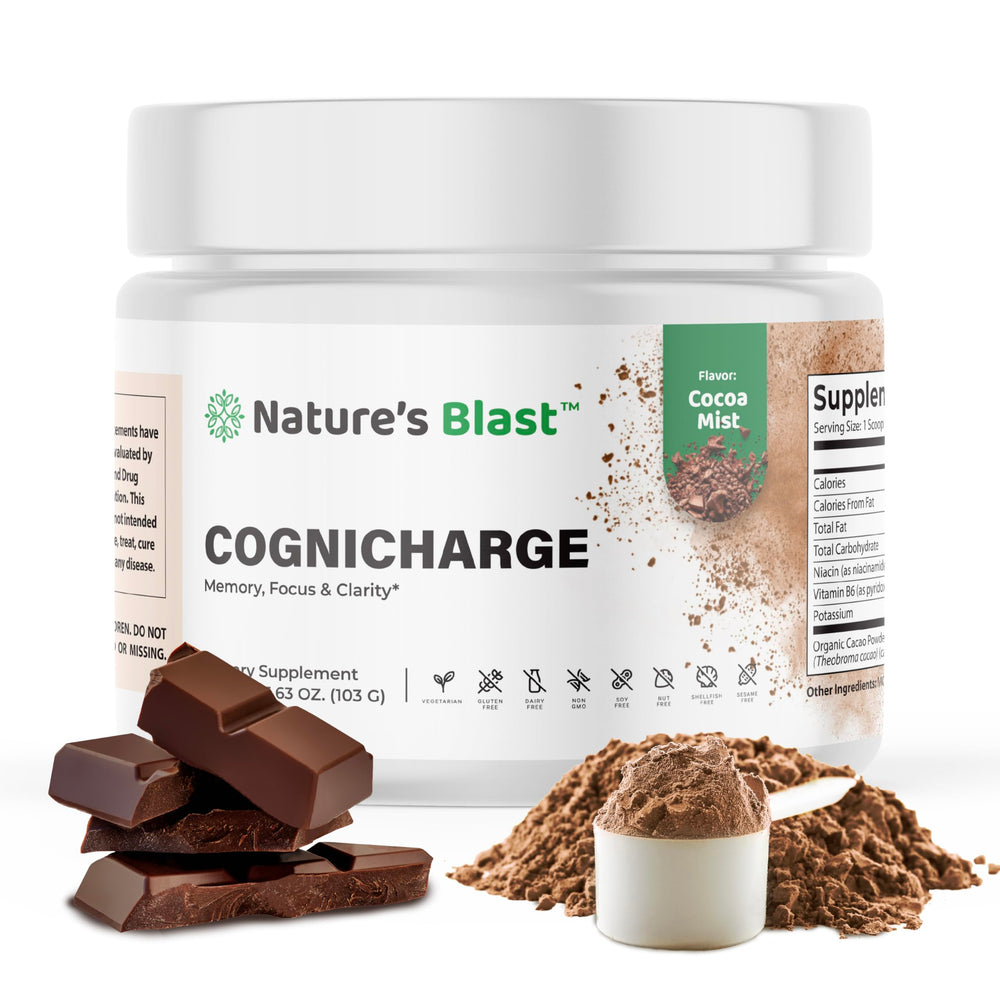 NATURES BLAST CogniCharge powder-tub for daily focus support in cocoa flavor
