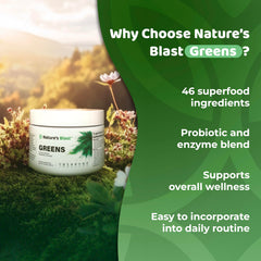 NATURES BLAST Greens powder poured for a smooth green drink