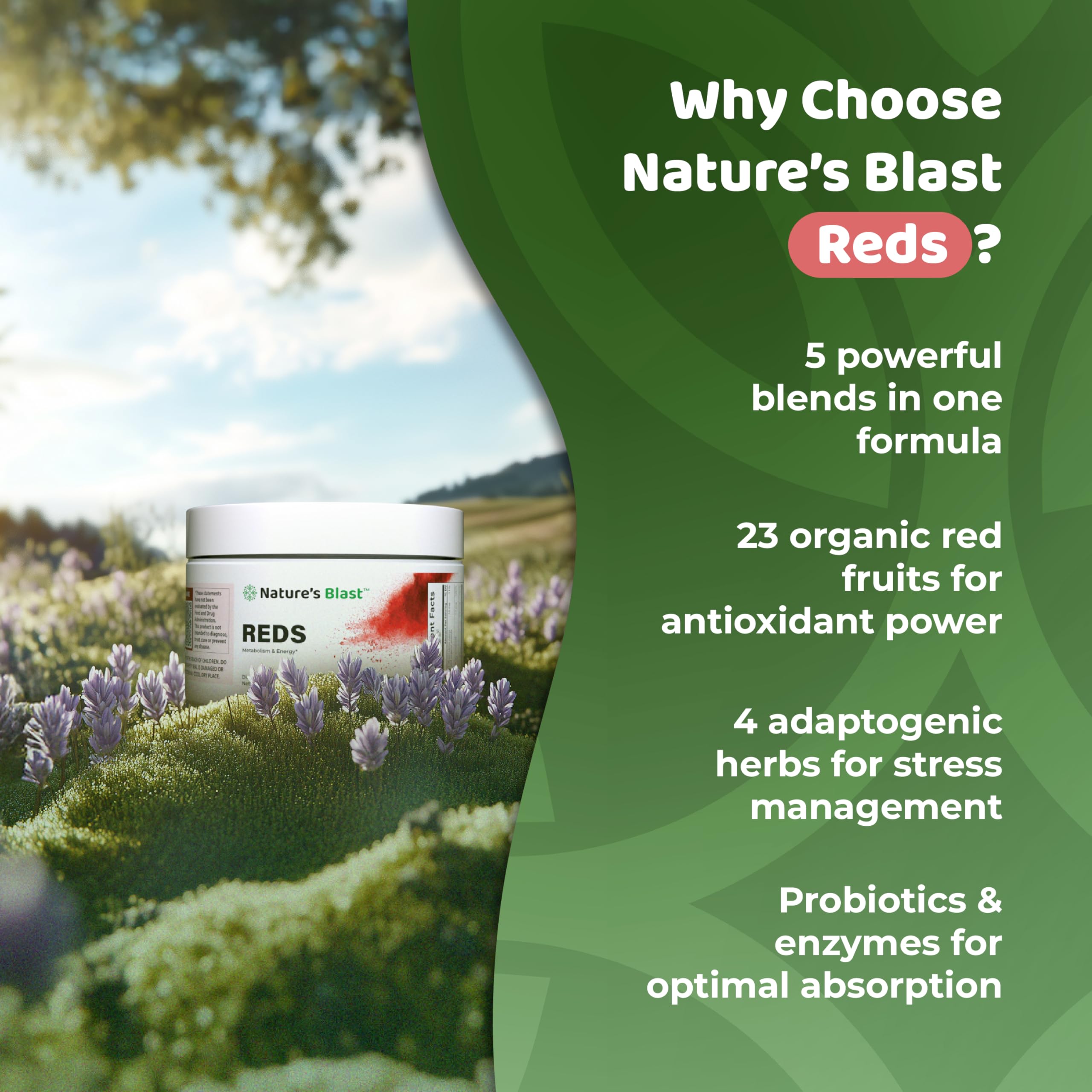 NATURES BLAST Reds scoop beside a serving for easy measurement.