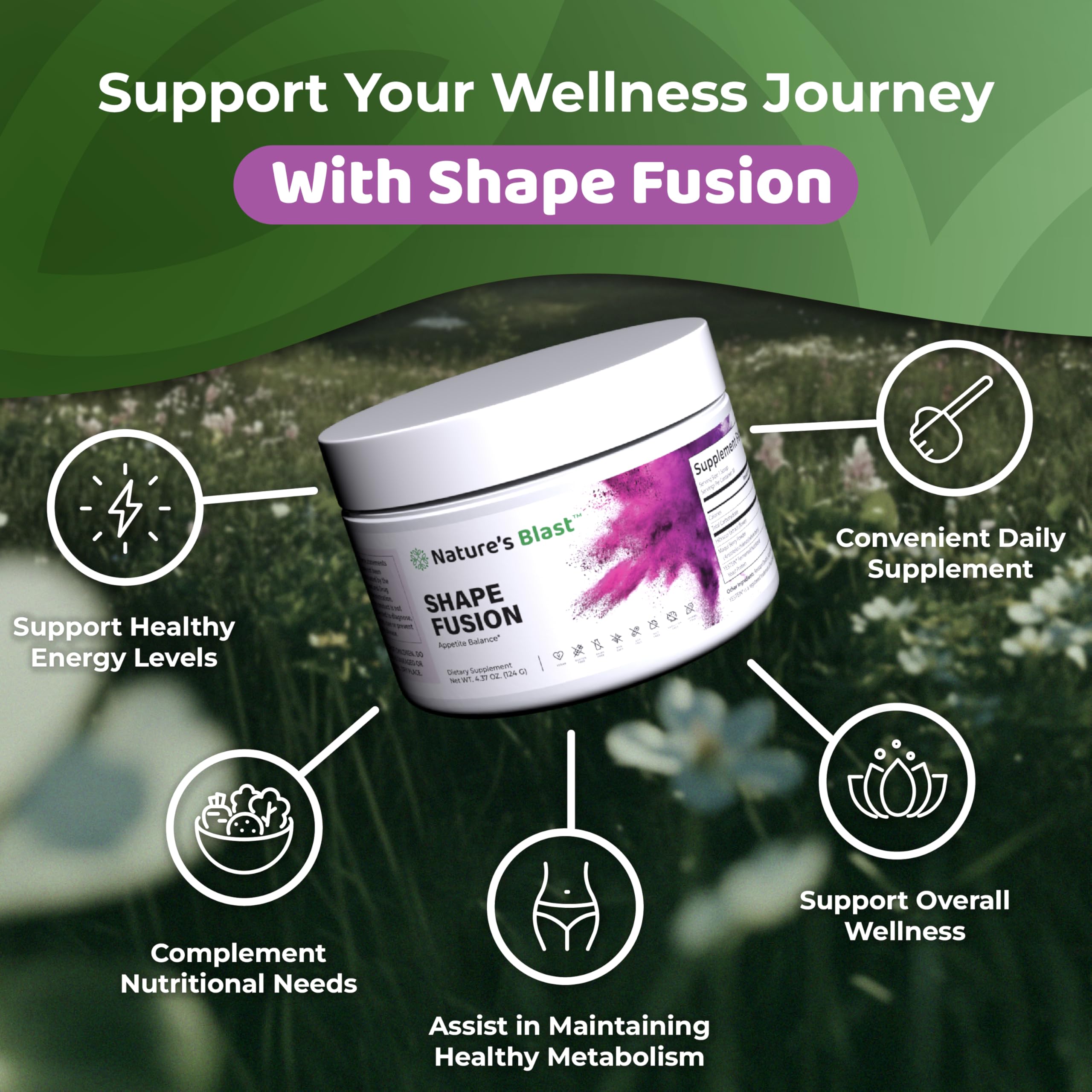 NATURES BLAST Shape Fusion maqui berry powder emphasizes antioxidant wellness