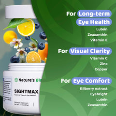 NATURES BLAST SightMax Berry Rush flavor label highlights tasty daily eye care.