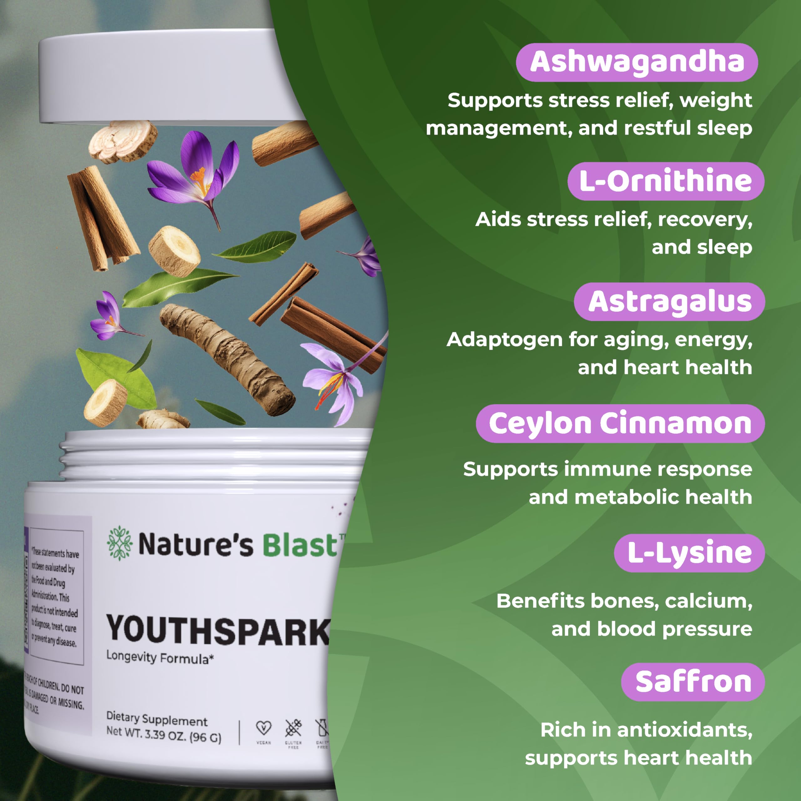 NATURES BLAST YouthSpark glass with mixed drink shows convenient daily use