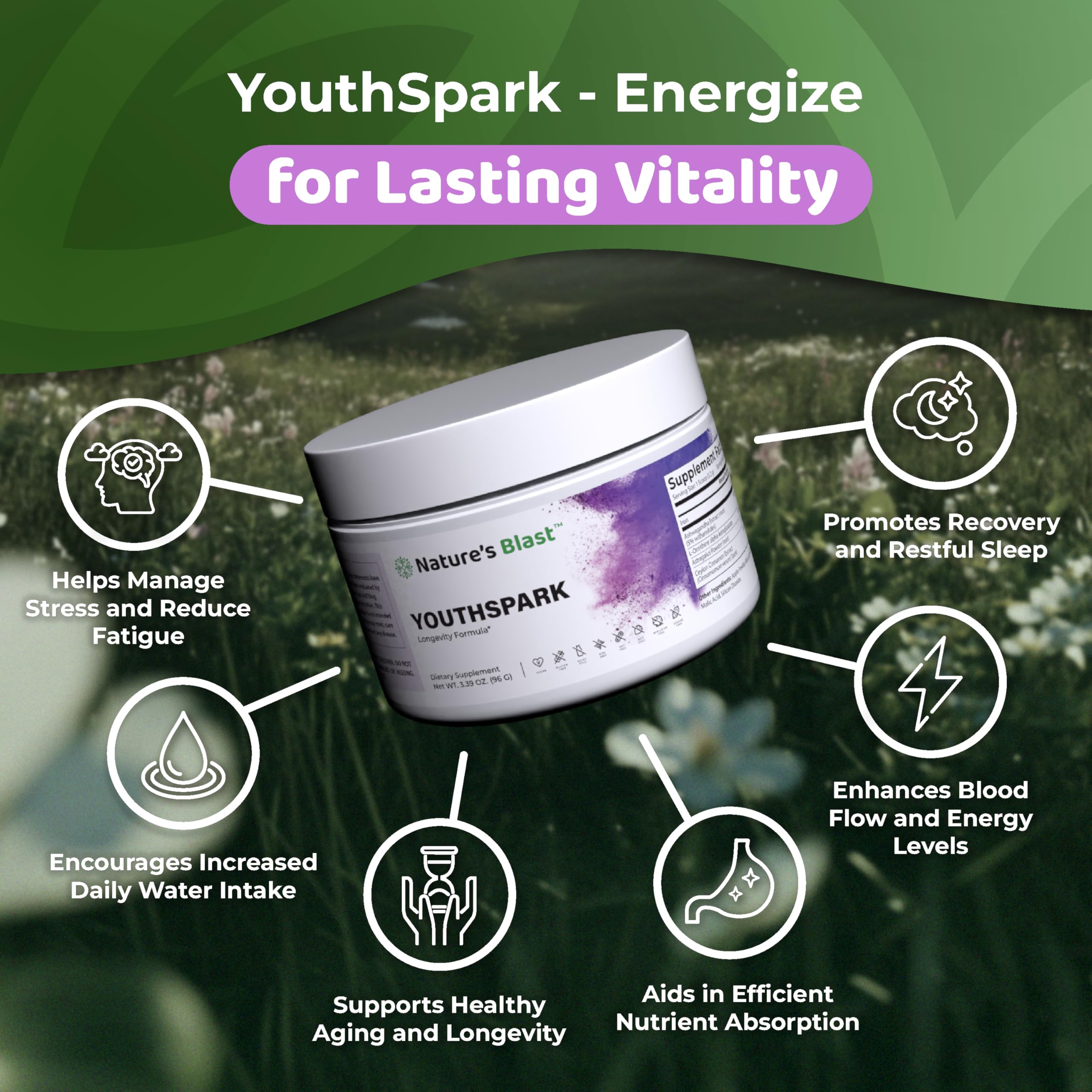 NATURES BLAST YouthSpark saffron strip hints at mood and immune support