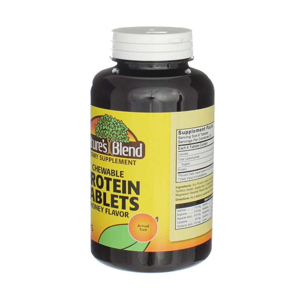 Nature's Blend bottle with tablets suggesting convenient travel snack