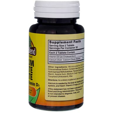 Nature's Blend Calcium Citrate Malate 500 mg bottle with measuring spoon for dosing