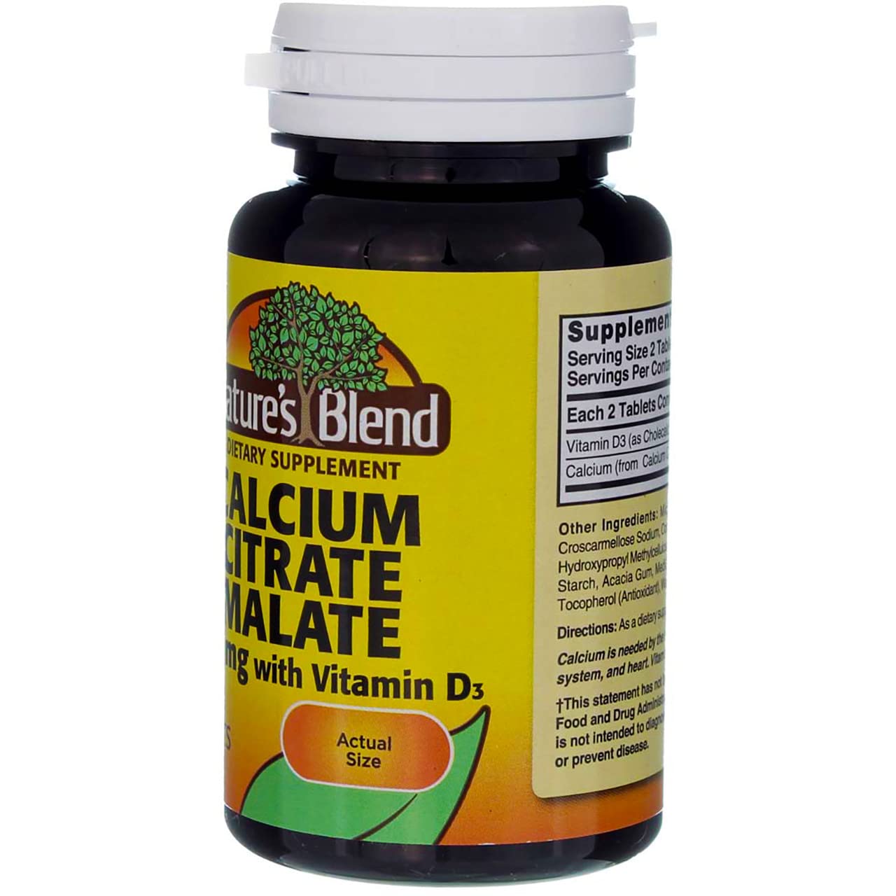 Nature's Blend Calcium Citrate Malate 500 mg bottle cap and seal detail