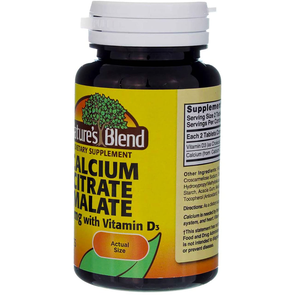 Nature's Blend Calcium Citrate Malate 500 mg bottle cap and seal detail