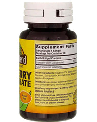 Nature's Blend Cranberry Concentrate label showing 60 softgels per bottle for convenient dosage