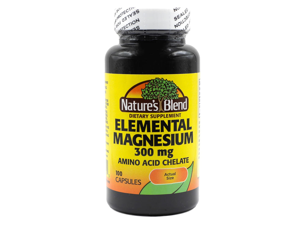 Nature's Blend elemental magnesium bottle highlights bioavailability for daily support