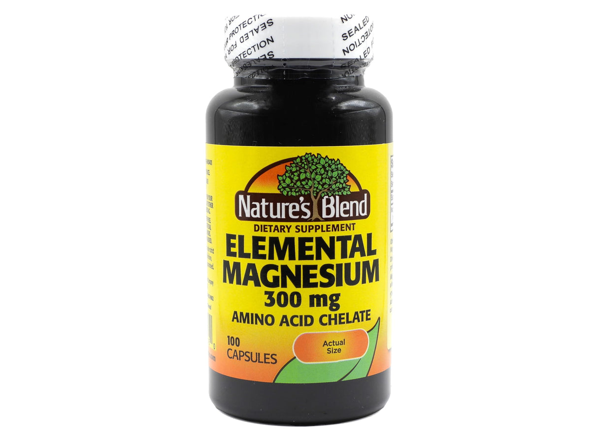 Nature's Blend elemental magnesium bottle highlights bioavailability for daily support
