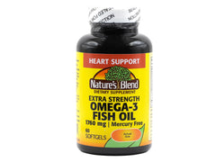 Nature's Blend Fish Oil 1760 mg bottle promotes daily wellness with high-potency omega-3.