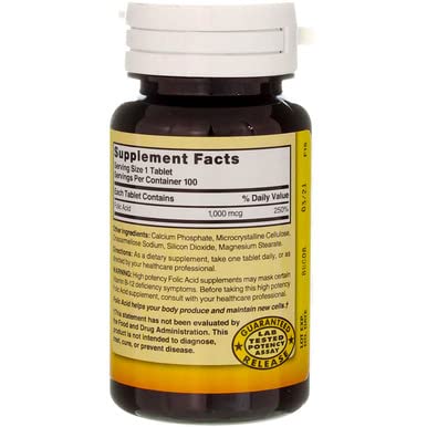 Nature's Blend Folic Acid 1000mcg tablets two-pack offer continuous supply.