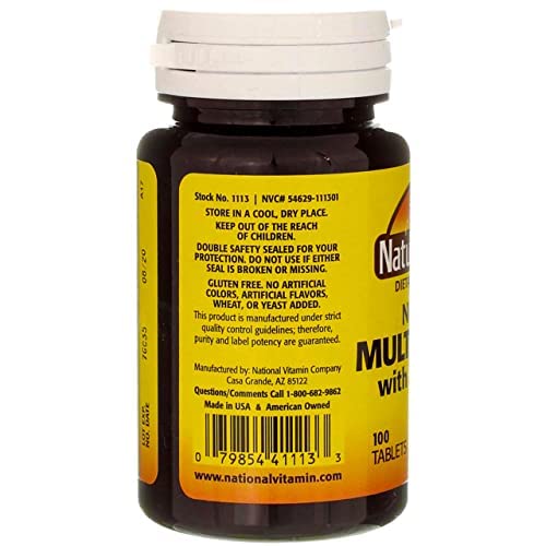 Gluten-free label on Nature's Blend multivitamin bottle.