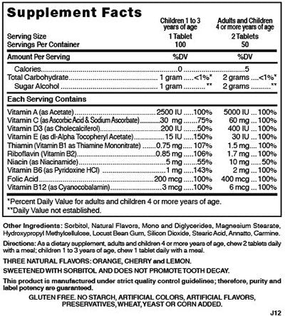 Close-up of Nature's Blend Honey Bears chewable tablets, tasty flavor for easy daily vitamins.