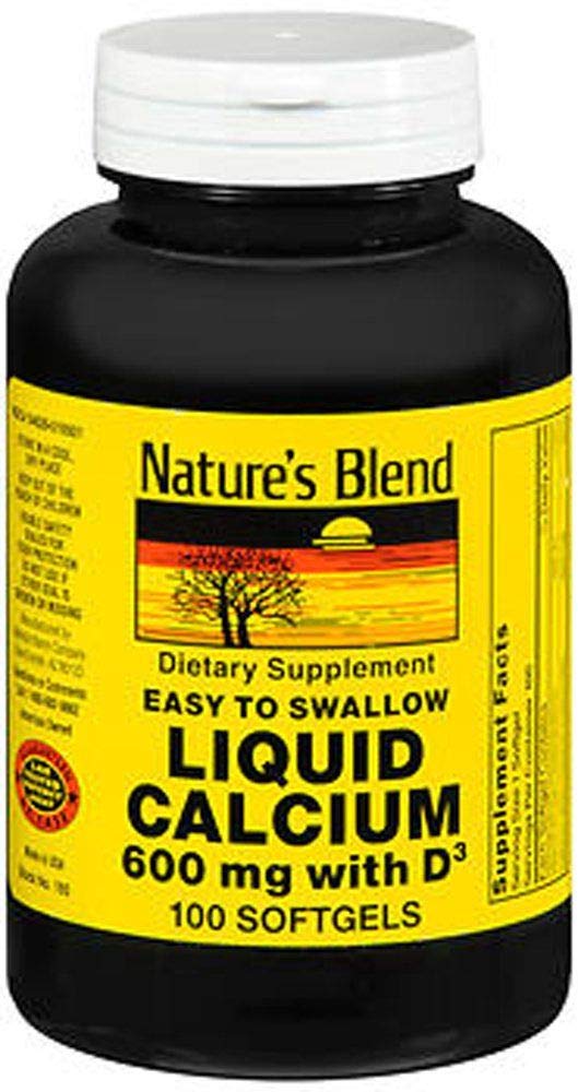 Nature's Blend liquid calcium bottle with D3 for easy-to-swallow daily bone support