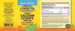 Nature's Blend Liquid Calcium Citrate blueberry pour demonstrates convenient daily use
