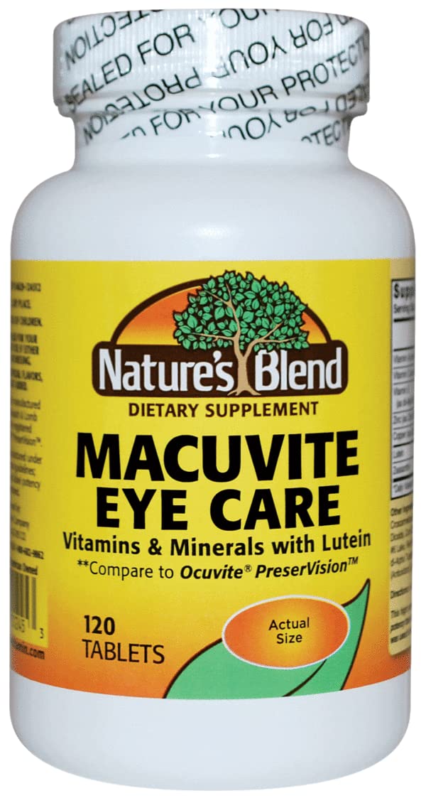 Natures Blend Macuvite Eye Care box front view, a two-bottle set for daily use