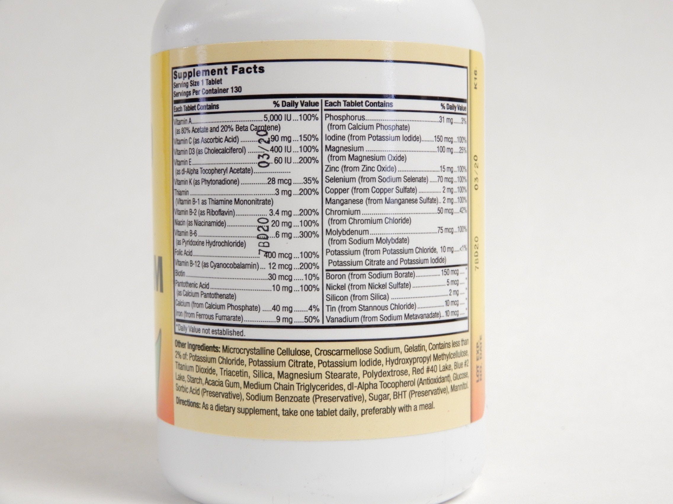 Nature's Blend NAT B Super THERA Vite M TB 130 capsules close-up highlighting easy-to-swallow daily capsules