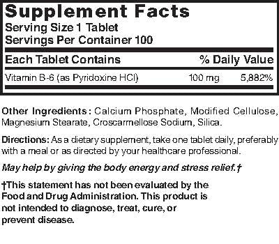 Nature's Blend NAT B-6 label close-up for daily wellness routines