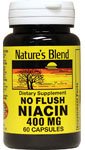 Nature's Blend Niacin No Flush 400 mg bottle with label visible, gluten-free daily supplement option.