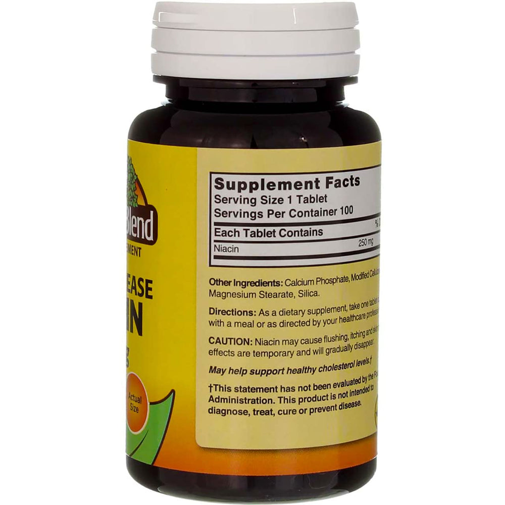 Nature's Blend Niacin Timed Release bottle on table for everyday use