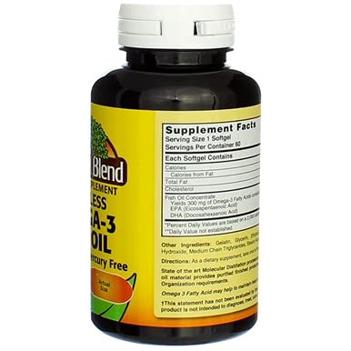 Nature's Blend Omega-3 odorless 60-count bottle ready for daily use.