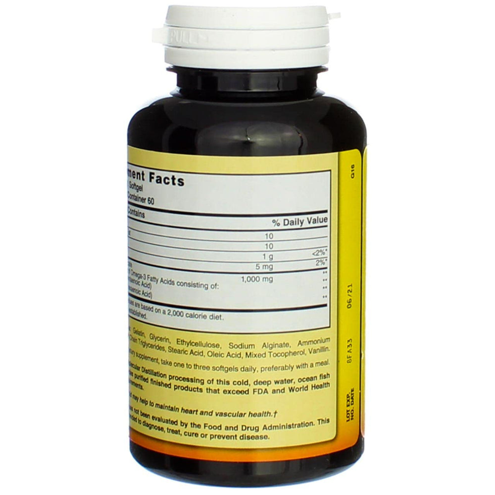 Nature's Blend Omega-3 odorless label with gluten-free information.