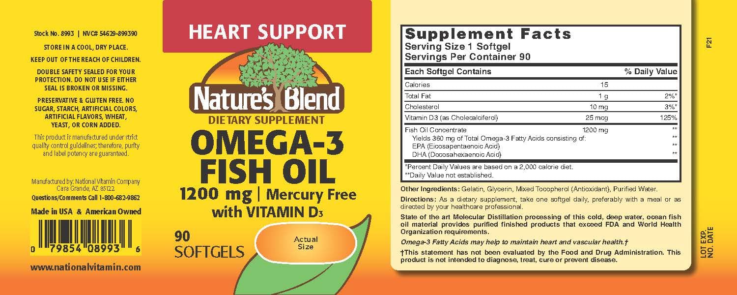 Nature's Blend omega-3 softgels, convenient on-the-go wellness.