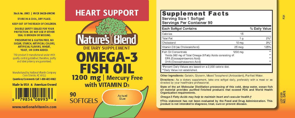 Nature's Blend omega-3 softgels, convenient on-the-go wellness.