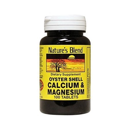 Nature's Blend Oyster Shell Calcium Magnesium supplement bottle for daily mineral support