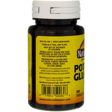 Nature's Blend Potassium Gluconate 500 mg dosing reminder image for daily use.