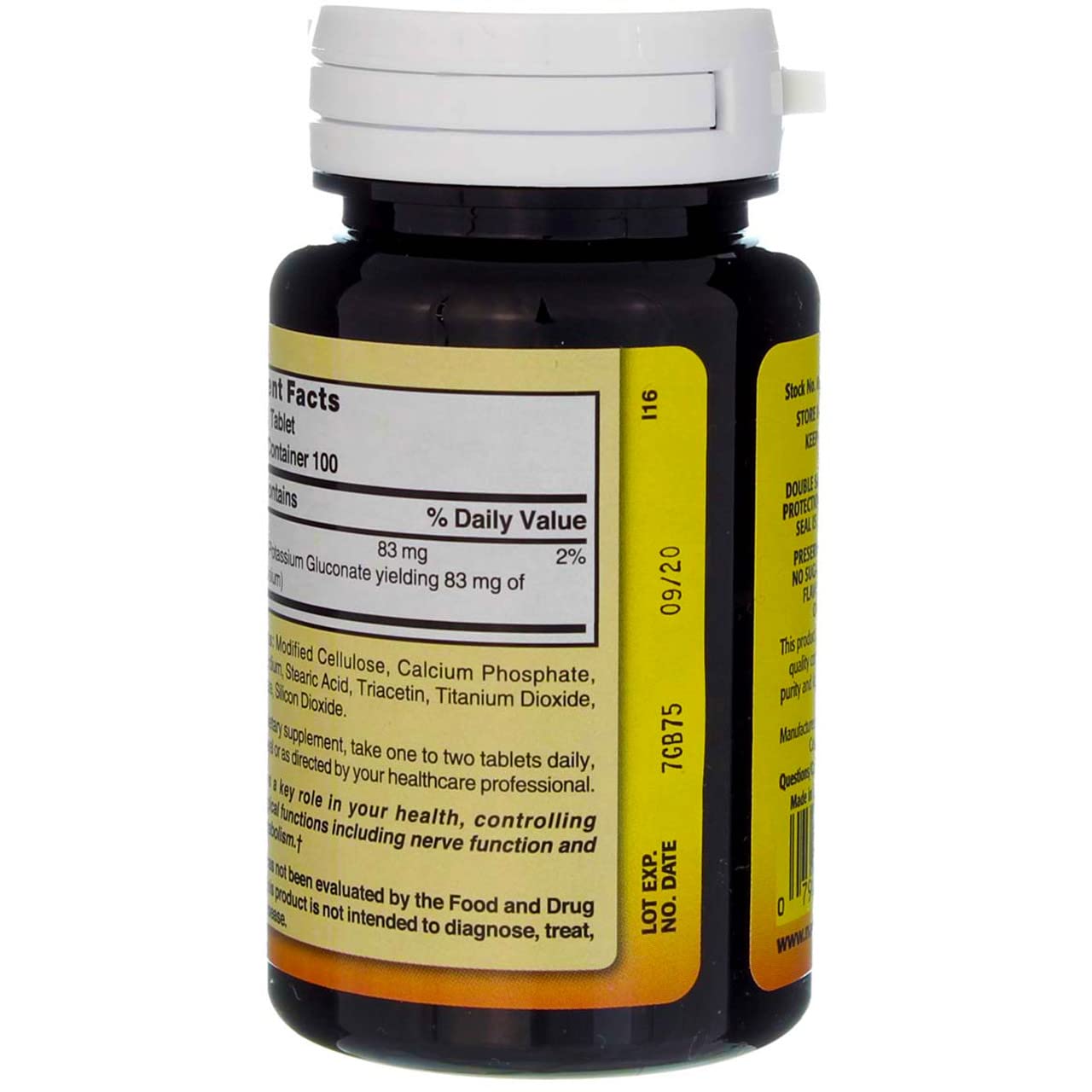 Nature's Blend Potassium Gluconate 500 mg gluten-free badge on packaging.