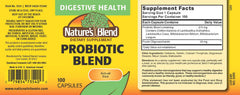 Nature's Blend Probiotic Blend capsules in a bottle for gluten-free daily probiotic support